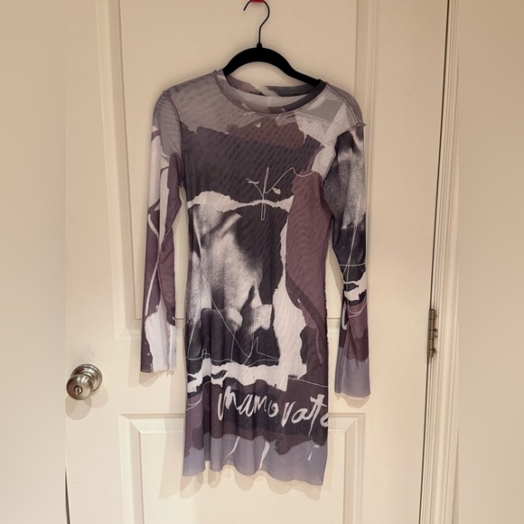 iNAMORATA Multicolor Long Sleeve Dress PURPLE - Picture 4 of 6